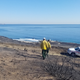 NPS staff assessing damage after the Woolsey Fire. Scorched landscapes like this are common across the Santa Monica Mountains.
